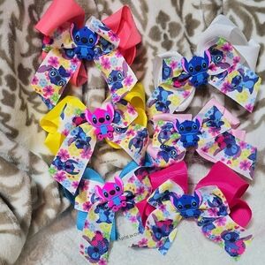 New - Lilo & Stitch Hair Bows - Set Of 6
